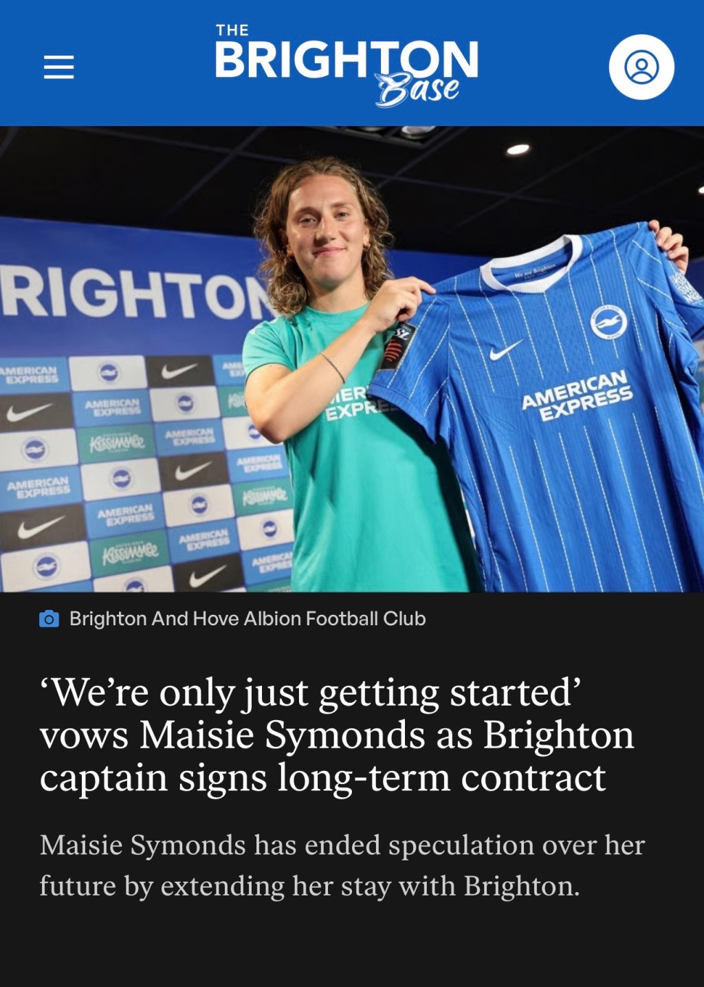 ‘We’re only just getting started’ vows Maisie Symonds as Brighton captain signs long-term&nbsp;contract