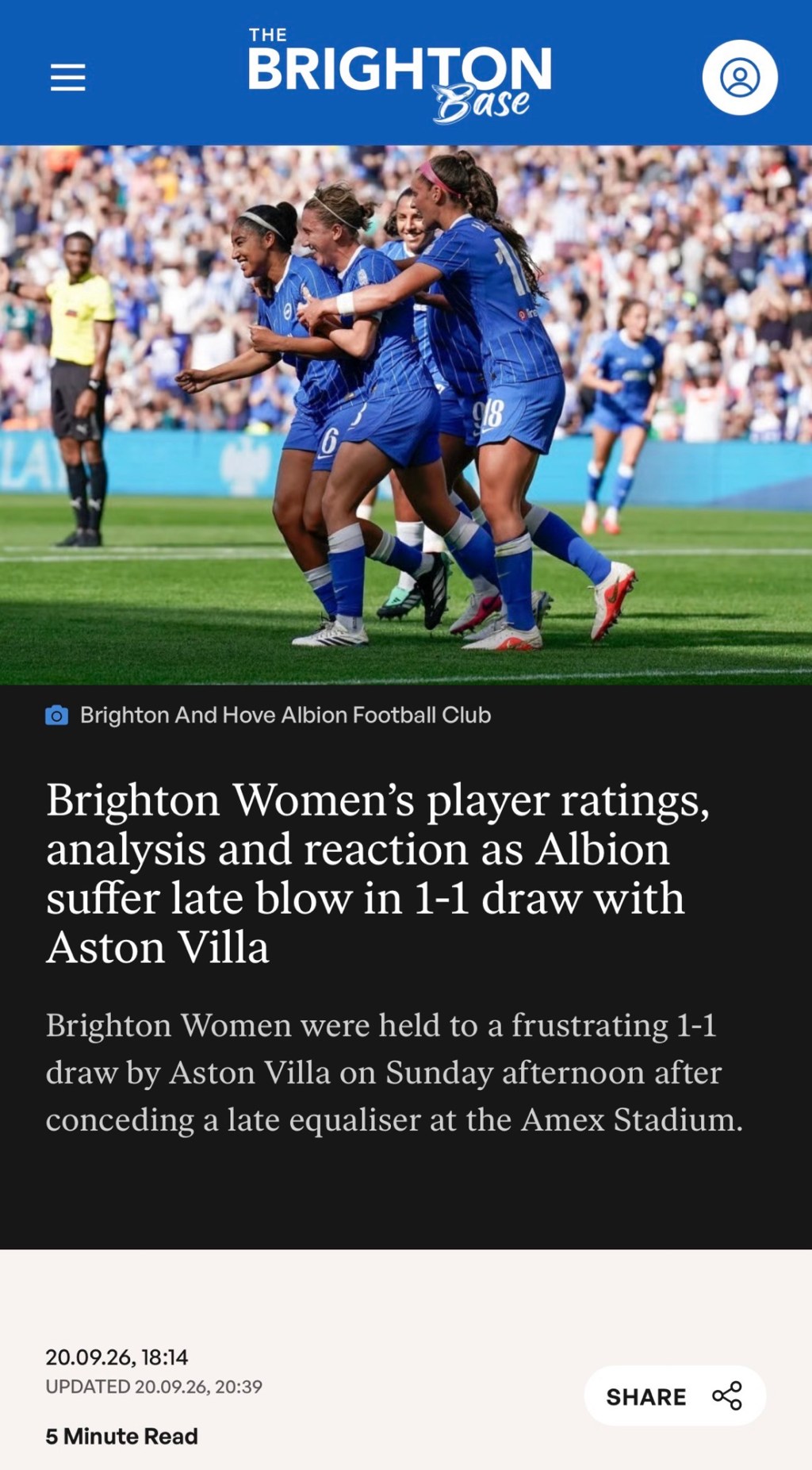 Brighton Women’s player ratings, analysis and reaction as Albion suffer late blow in 1-1 draw with Aston&nbsp;Villa
